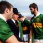 Paidi O'Se introduces President Patrick Hillary to Eoin Liston before the 1985 Final