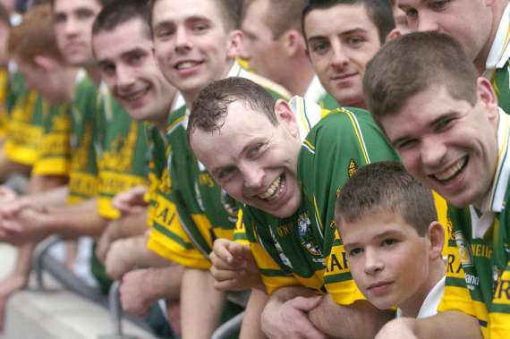 Kerry players celebrate the 2004 victory over Mayo in the Hogan Stand