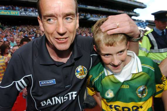 Pat O'Shea celebrates with his son Gavin after the 2007 AI Semifinal win vs Dublin