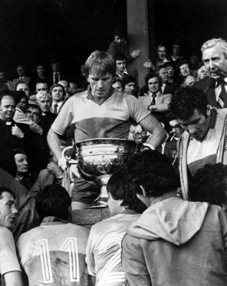 Jimmy Deenihan accepts the Sam Maguire in 1981