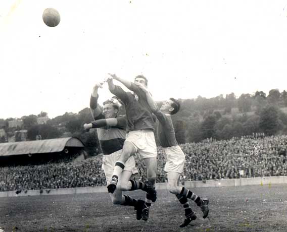 Jackie Lyne in action against Cork at the Athletic Grounds in 1952